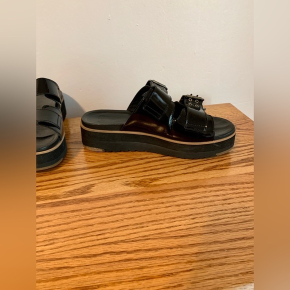 UGG Cammie Black Patent Leather Platform Sandals Buckle Slide wedge summer 7 - Picture 5 of 15